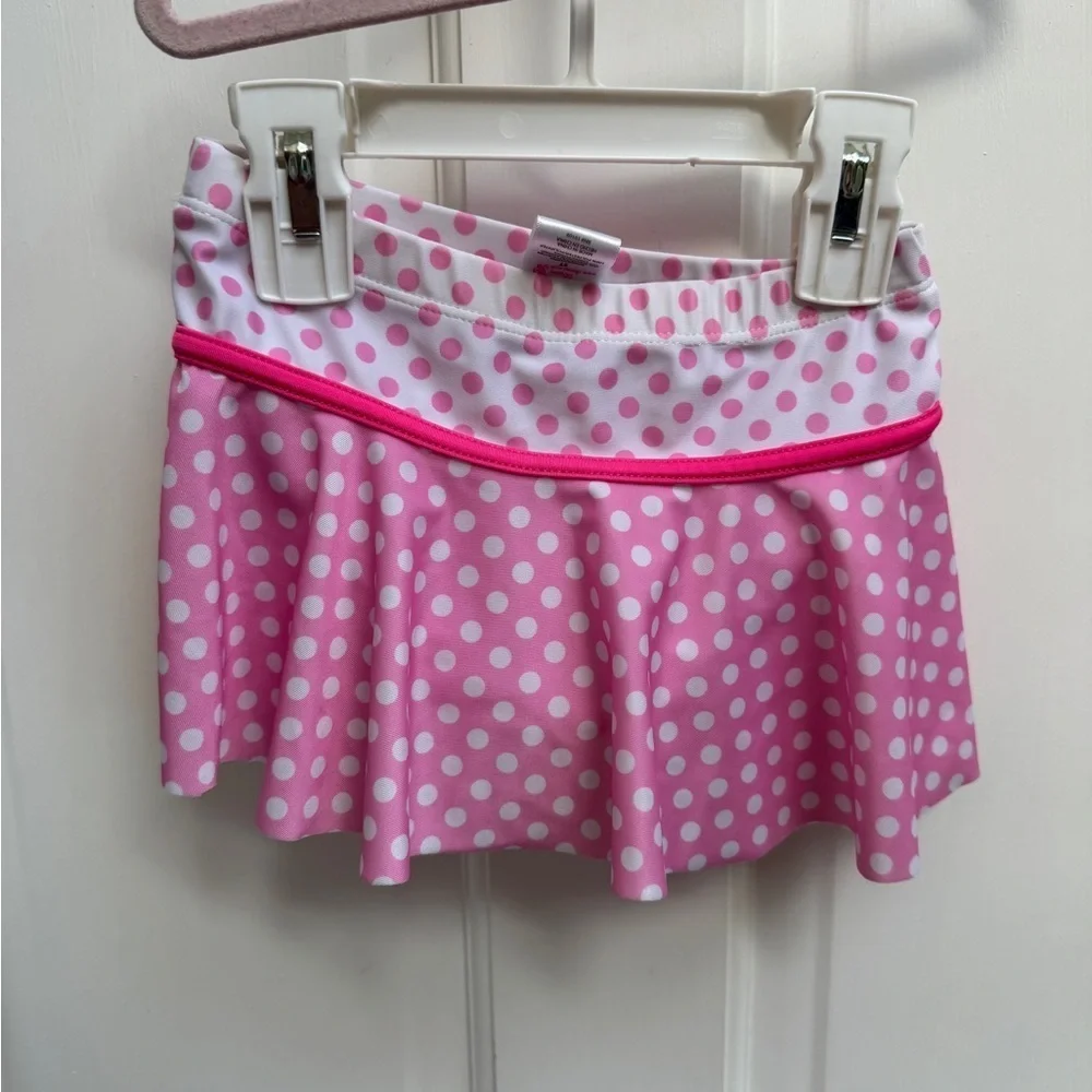 NWOT Disney Minnie Mouse 3T Pink Polka Dot Bikini Bottom Skirt Skort Swimsuit